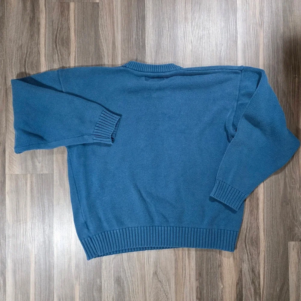 Eddie Bauer Mens Blue 100% Cotton Crewneck Ribbed Knit Sweater Size Large - Picture 2 of 11